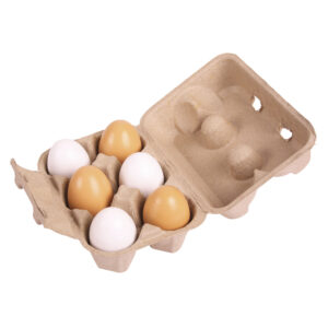 Houten eieren in doosje